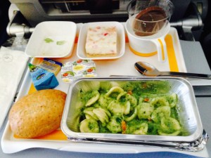 Airplane food at its best - pasta with beermat texture and no flavour at all.