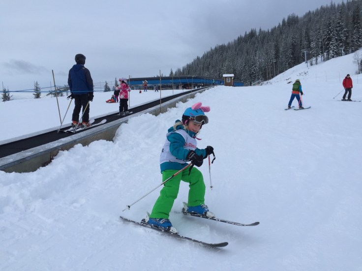 Molly is practicing the "hockey break".